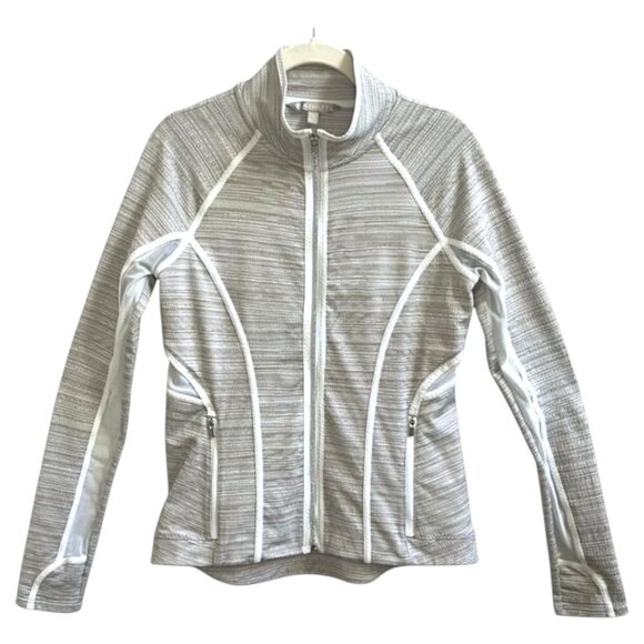 Athleta Elation Powervita Full Zip Jacket Grey Ivory Yoga S - Picture 4 of 9